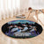 Personalized Not Now Arctic Puffin Round Carpet Icelandic Christmas with Northern Lights