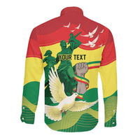 Personalized Senegal Independence Day Long Sleeve Button Shirt African Renaissance Monument