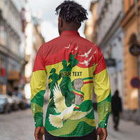 Personalized Senegal Independence Day Long Sleeve Button Shirt African Renaissance Monument