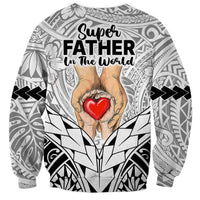 Unisex sweatshirt with 'Super FATHER in the world' text and tribal pattern, long sleeves