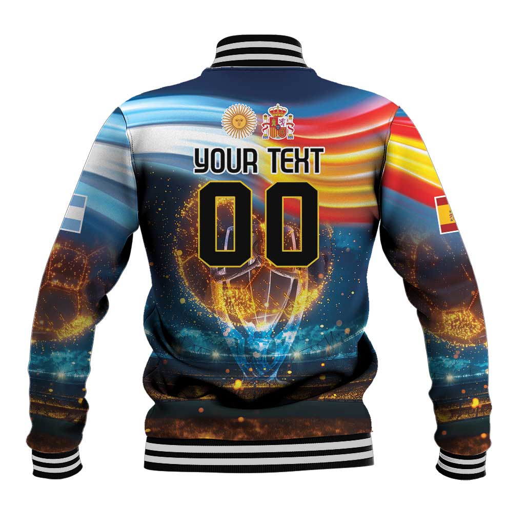 Back view blue jacket with striped ribbing and large 00 number graphic