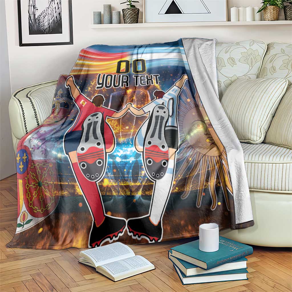 Custom Spain and Argentina Football Blanket Finalissima Make History Together