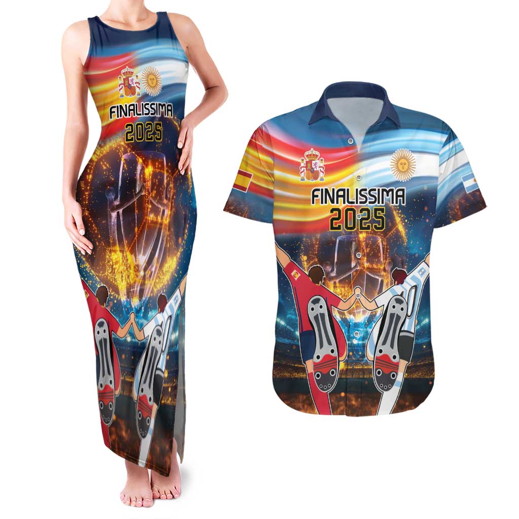 Custom Spain and Argentina Football Couples Matching Tank Maxi Dress and Hawaiian Shirt Finalissima Make History Together LT9 - Wonder Print Shop