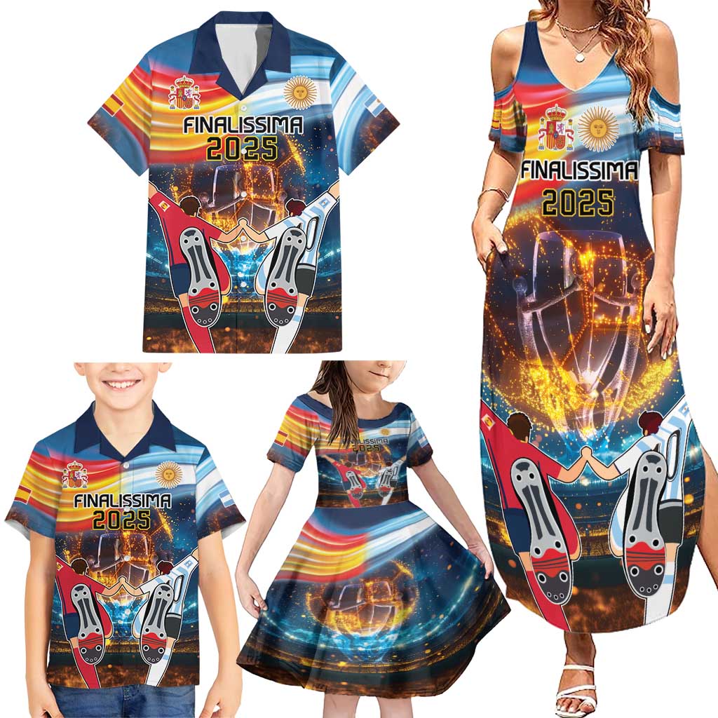 Custom Spain and Argentina Football Family Matching Summer Maxi Dress and Hawaiian Shirt Finalissima Make History Together - Wonder Print Shop