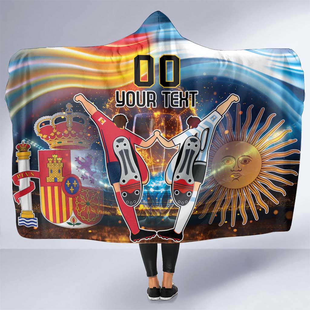 Custom Spain and Argentina Football Hooded Blanket Finalissima Make History Together