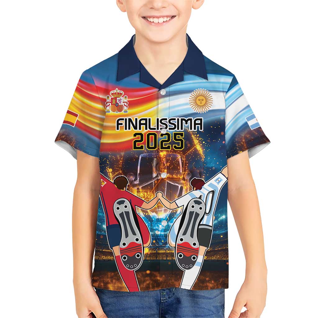 Custom Spain and Argentina Football Kid Hawaiian Shirt Finalissima Make History Together - Wonder Print Shop