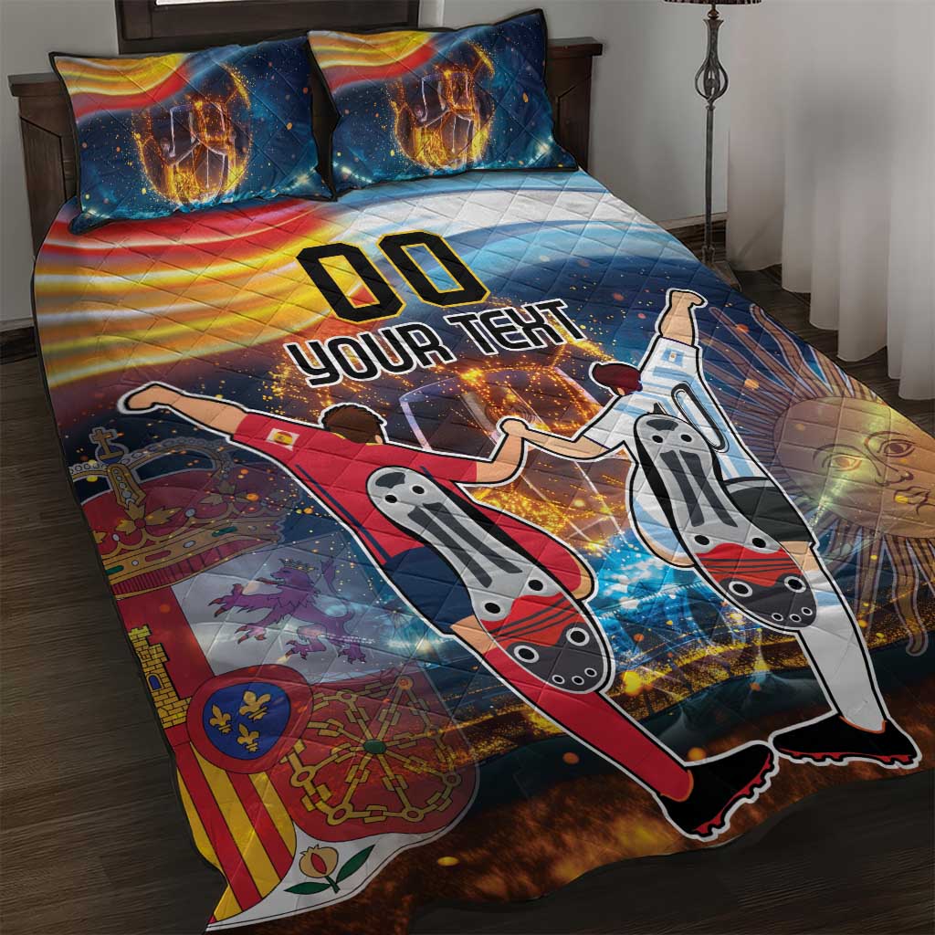 Custom Spain and Argentina Football Quilt Bed Set Finalissima Make History Together - Wonder Print Shop