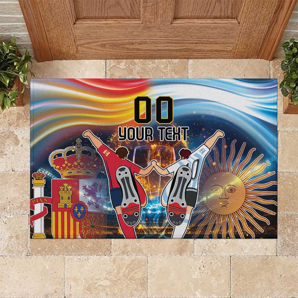 Custom Spain and Argentina Football Rubber Doormat Finalissima Make History Together - Wonder Print Shop