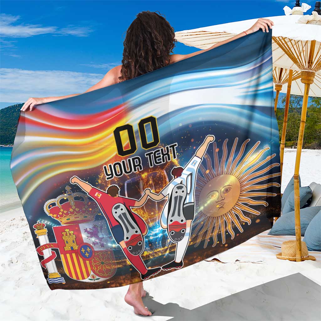 Custom Spain and Argentina Football Sarong Finalissima Make History Together - Wonder Print Shop