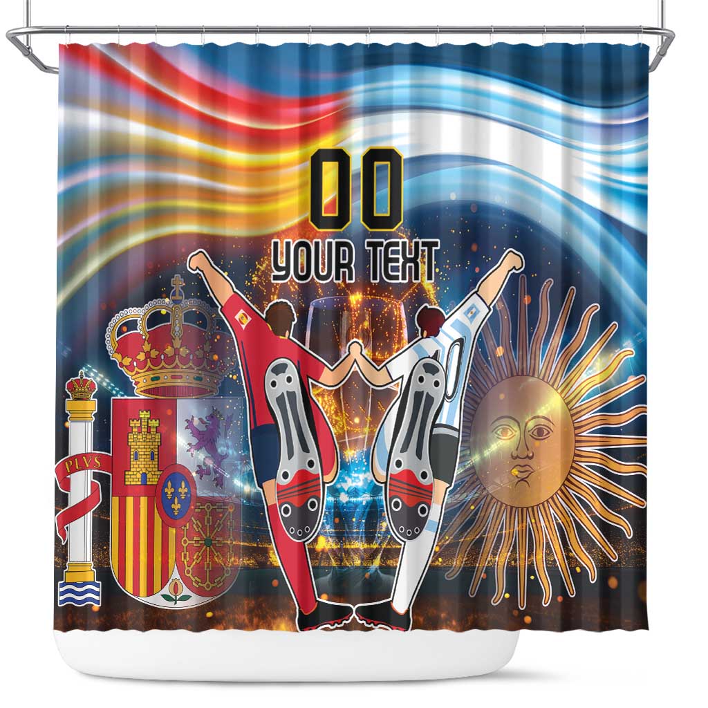 Custom Spain and Argentina Football Shower Curtain Finalissima Make History Together