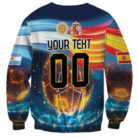 Football sweatshirt back with number 00, team crests, and rainbow city graphic