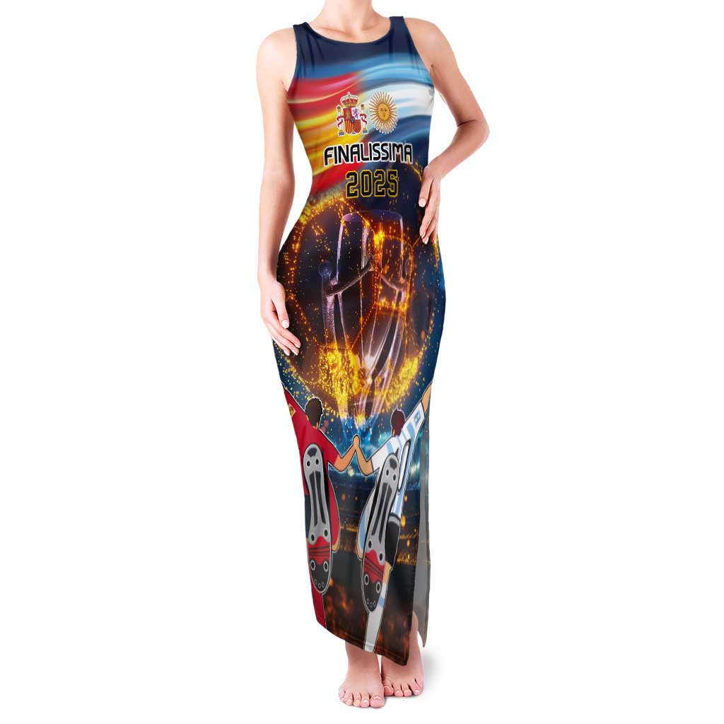 Custom Spain and Argentina Football Tank Maxi Dress Finalissima Make History Together - Wonder Print Shop