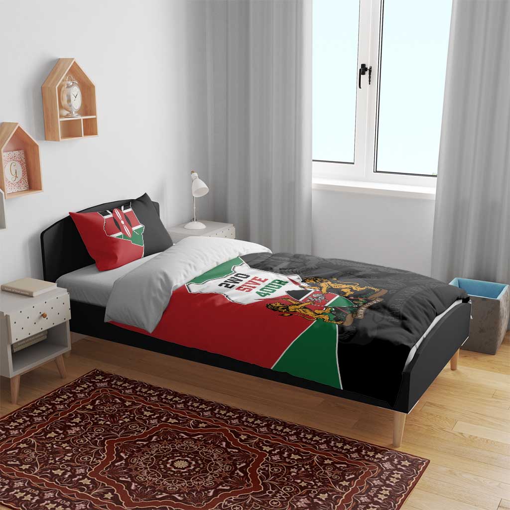 Kenya 254 Bedding Set Kenyan Flag Map Double Lion Shield - Wonder Print Shop