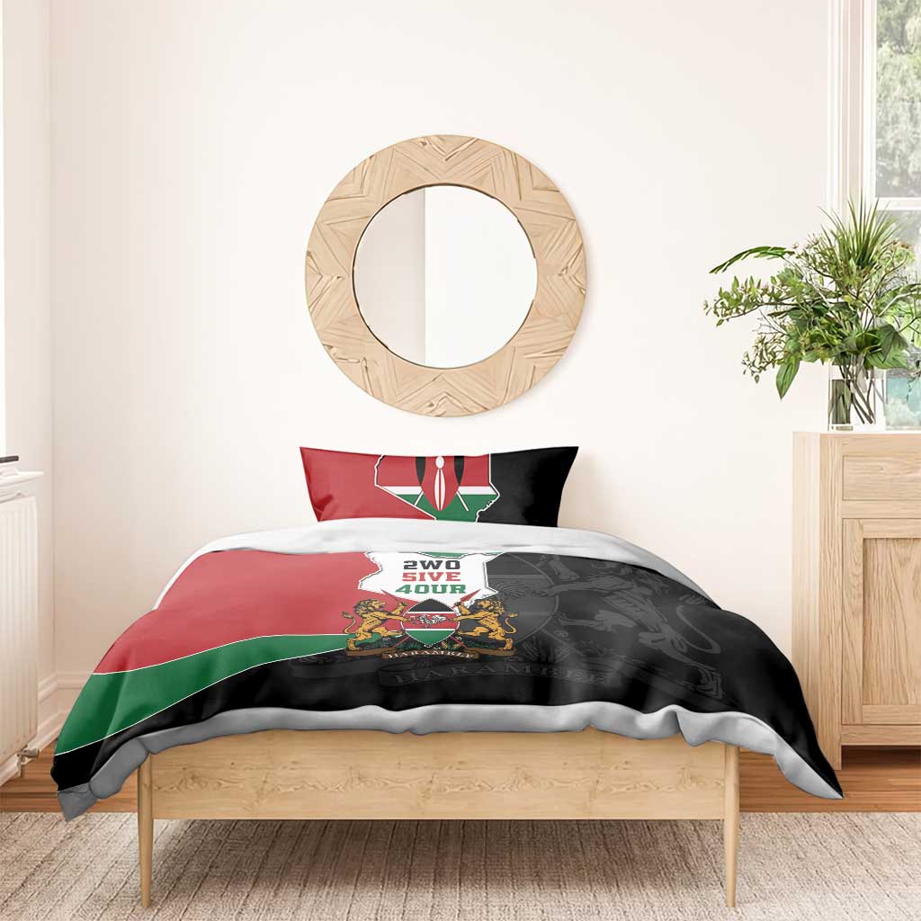 Kenya 254 Bedding Set Kenyan Flag Map Double Lion Shield - Wonder Print Shop