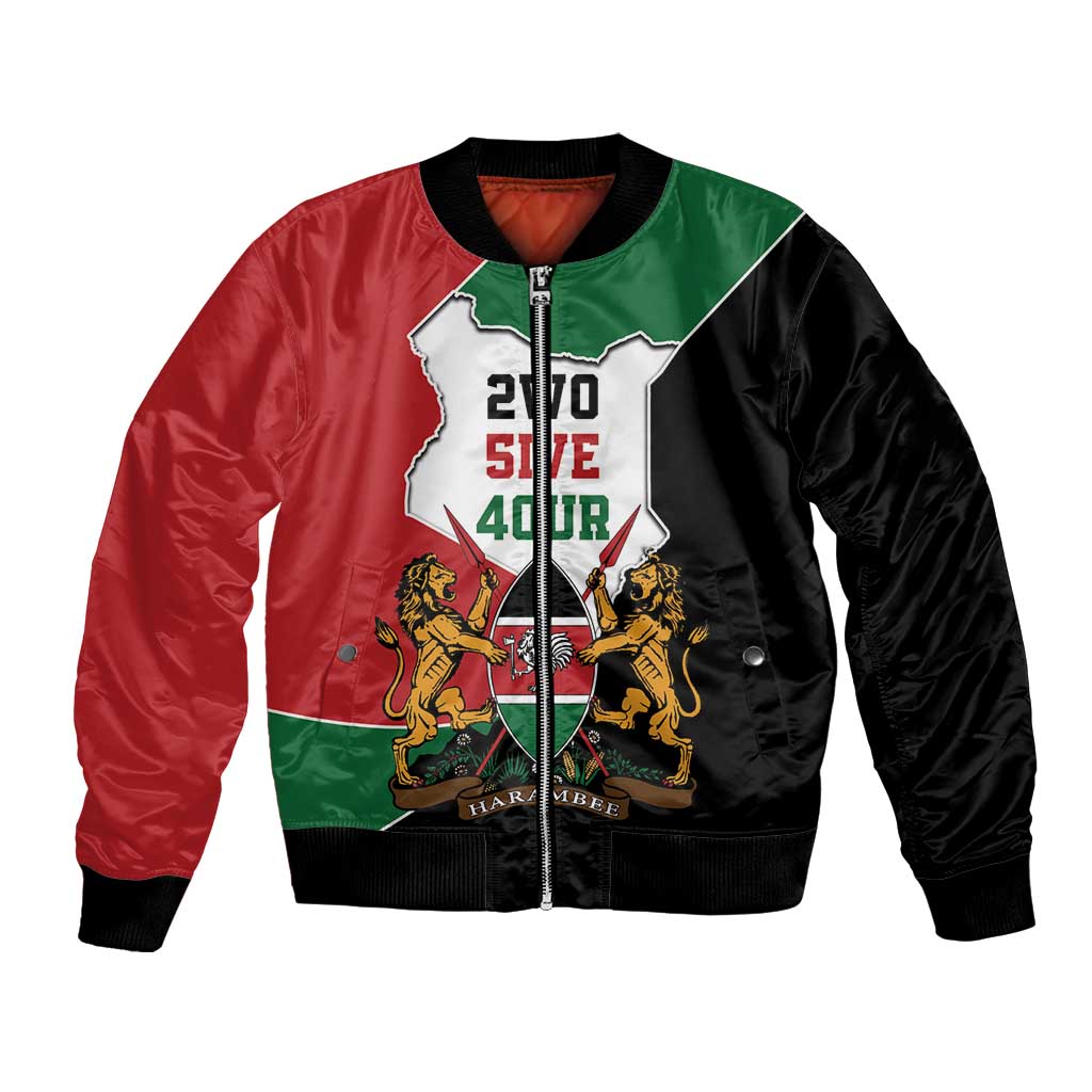 Kenya 254 Bomber Jacket Kenyan Flag Map Double Lion Shield - Wonder Print Shop
