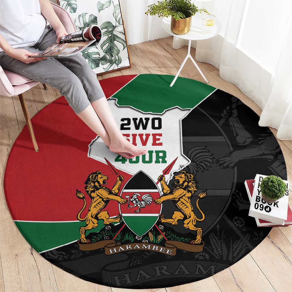 Kenya 254 Round Carpet Kenyan Flag Map Double Lion Shield - Wonder Print Shop