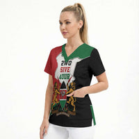 Kenya 254 Scrub Top Kenyan Flag Map Double Lion Shield