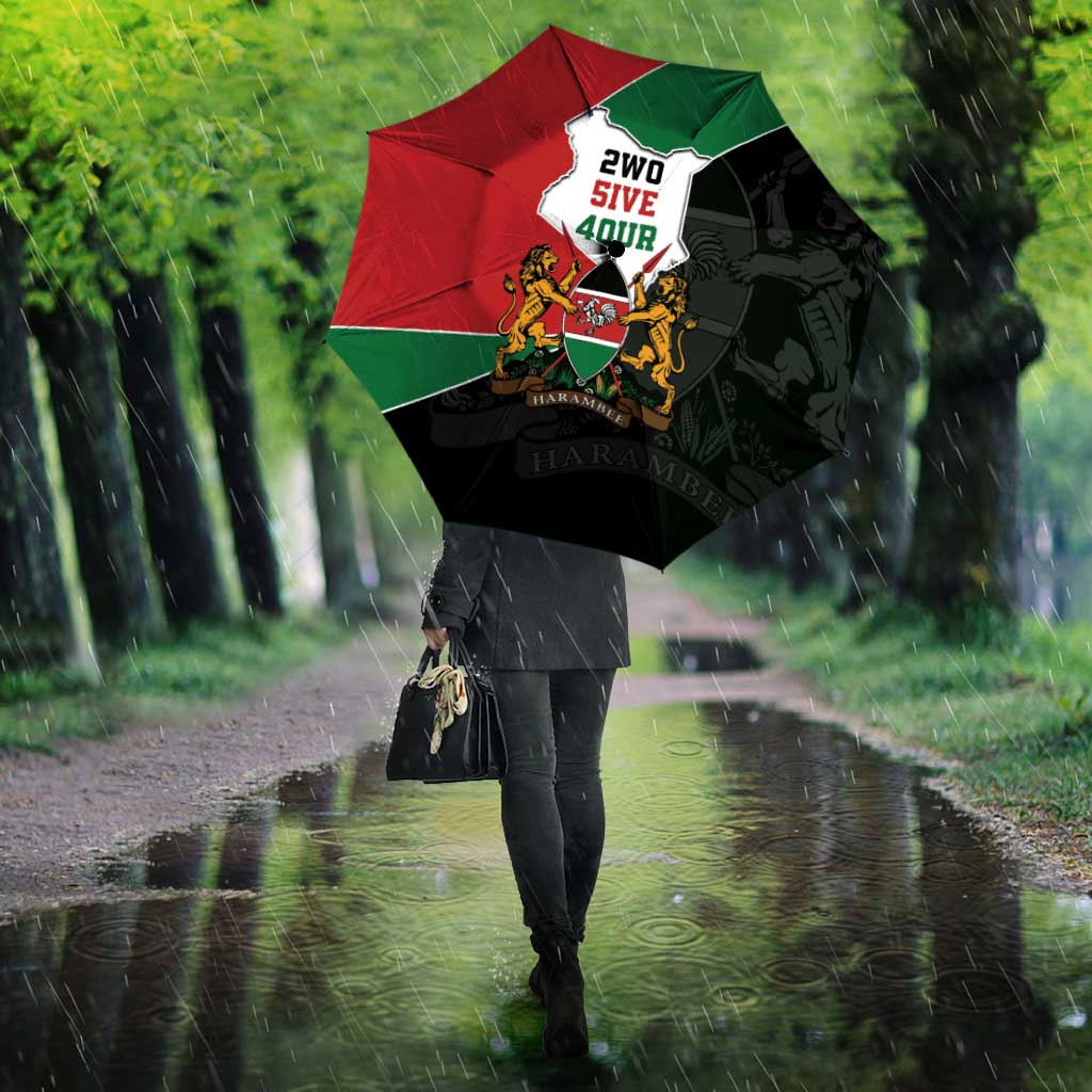 Kenya 254 Umbrella Kenyan Flag Map Double Lion Shield - Wonder Print Shop
