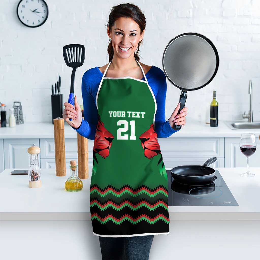 Kenya Cricket Custom Apron Green Lion Head with Kenyan Pattern - Wonder Print Shop