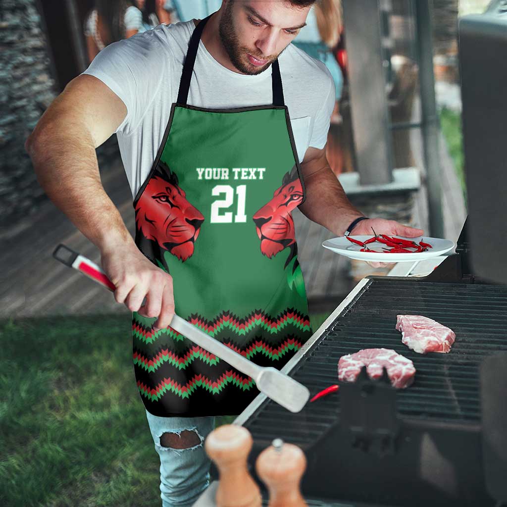 Kenya Cricket Custom Apron Green Lion Head with Kenyan Pattern - Wonder Print Shop