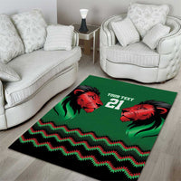 Kenya Cricket Custom Area Rug Green Lion Head with Kenyan Pattern - Wonder Print Shop