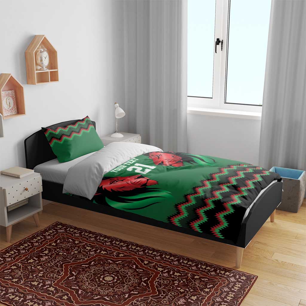 Kenya Cricket Custom Bedding Set Green Lion Head with Kenyan Pattern - Wonder Print Shop