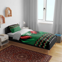 Kenya Cricket Custom Bedding Set Green Lion Head with Kenyan Pattern - Wonder Print Shop