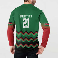 Kenya Cricket Custom Button Sweatshirt Green Lion Head with Kenyan Pattern - Wonder Print Shop