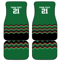 Kenya Cricket Custom Car Mats Green Lion Head with Kenyan Pattern - Wonder Print Shop