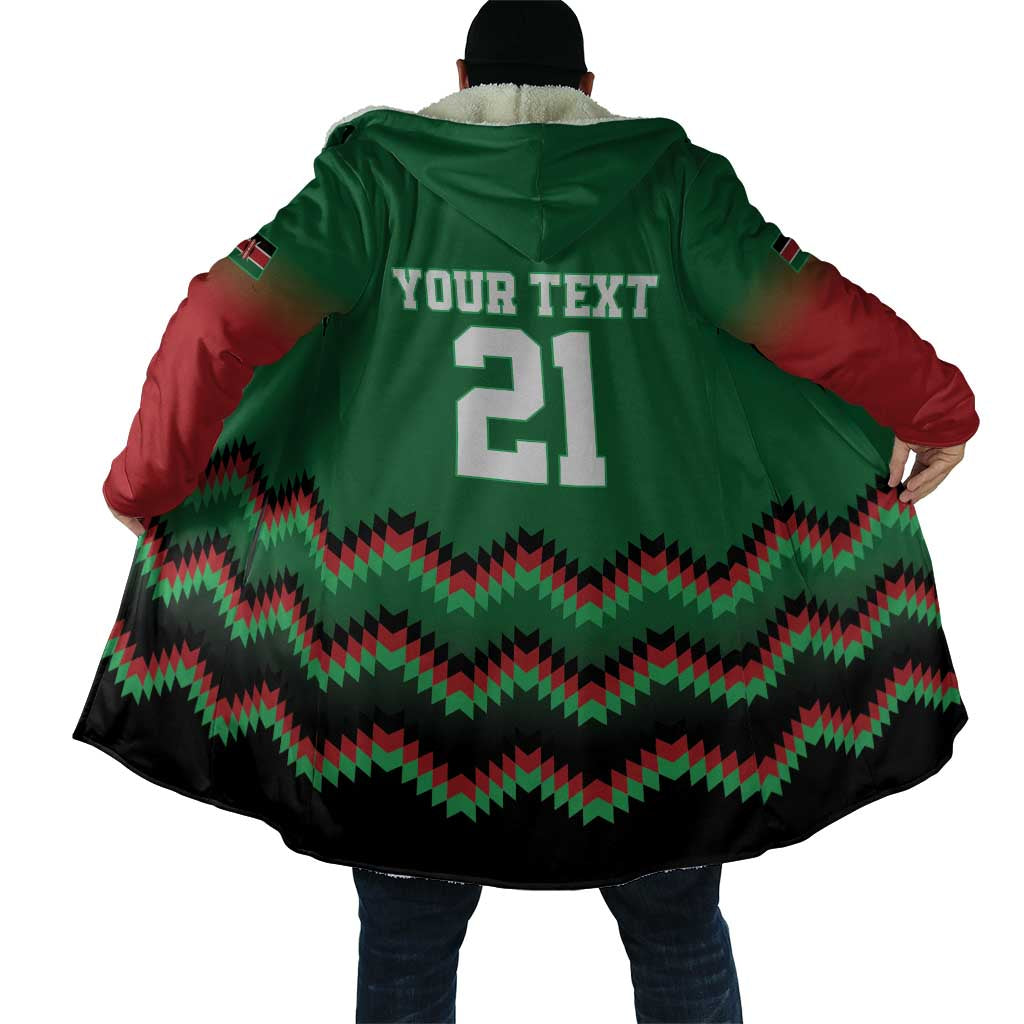 Kenya Cricket Custom Cloak Green Lion Head with Kenyan Pattern - Wonder Print Shop