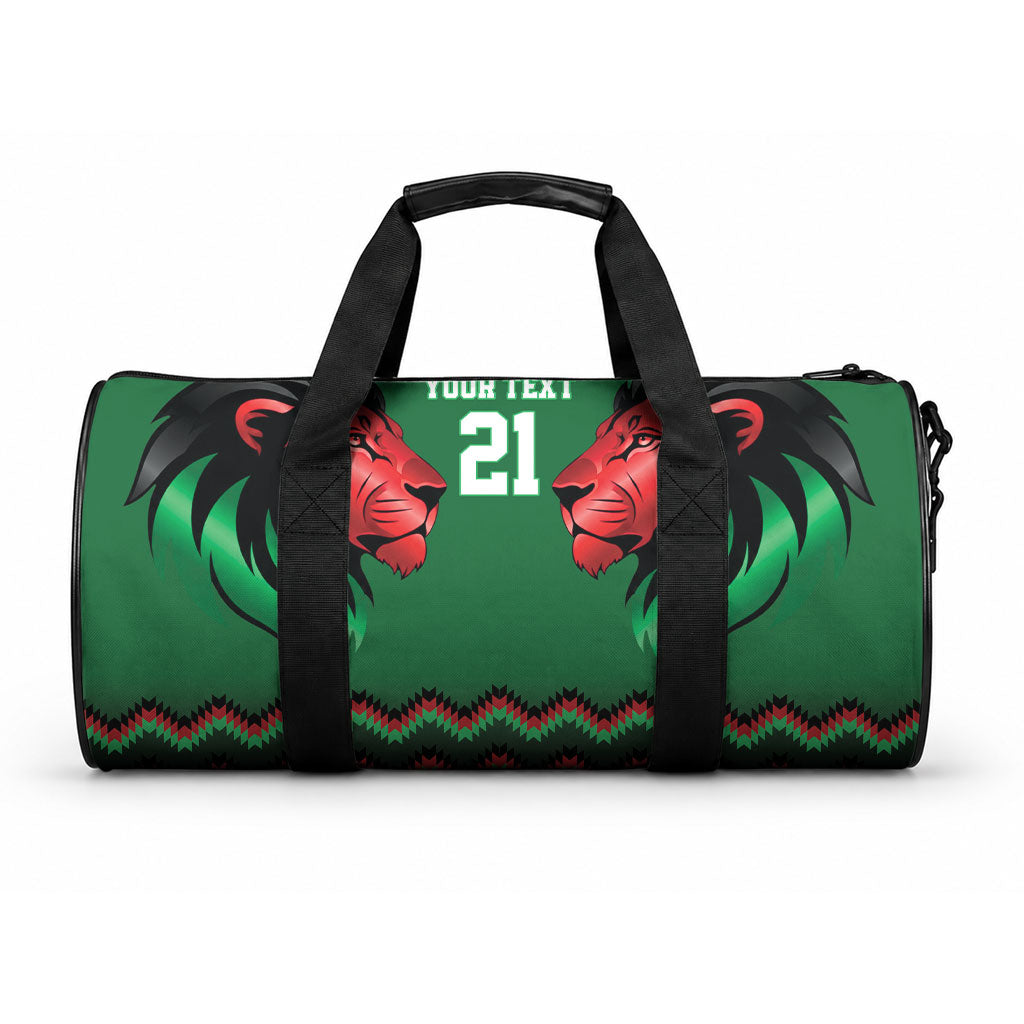 Custom Cricket Africa Kenya Duffle Bag Green Lion Head Kenyan Pattern