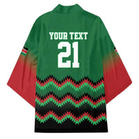 Kenya Cricket Custom Kimono Green Lion Head with Kenyan Pattern - Wonder Print Shop