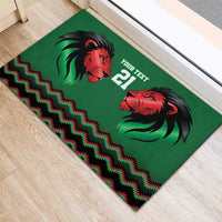 Kenya Cricket Custom Rubber Doormat Green Lion Head with Kenyan Pattern - Wonder Print Shop