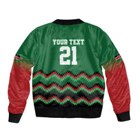 Kenya Cricket Custom Sleeve Zip Bomber Jacket Green Lion Head with Kenyan Pattern - Wonder Print Shop