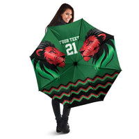 Kenya Cricket Custom Umbrella Green Lion Head with Kenyan Pattern - Wonder Print Shop