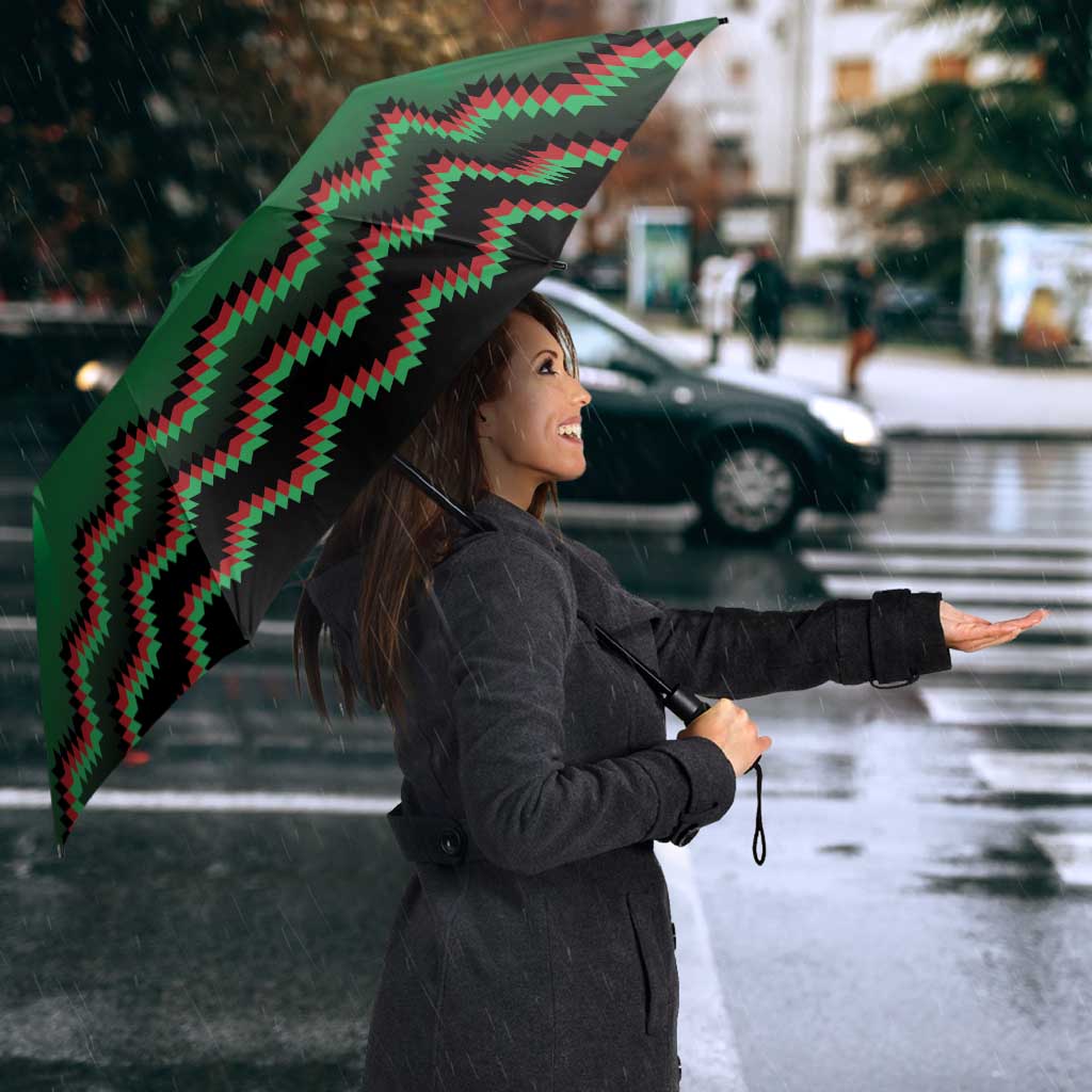 Kenya Cricket Custom Umbrella Green Lion Head with Kenyan Pattern - Wonder Print Shop
