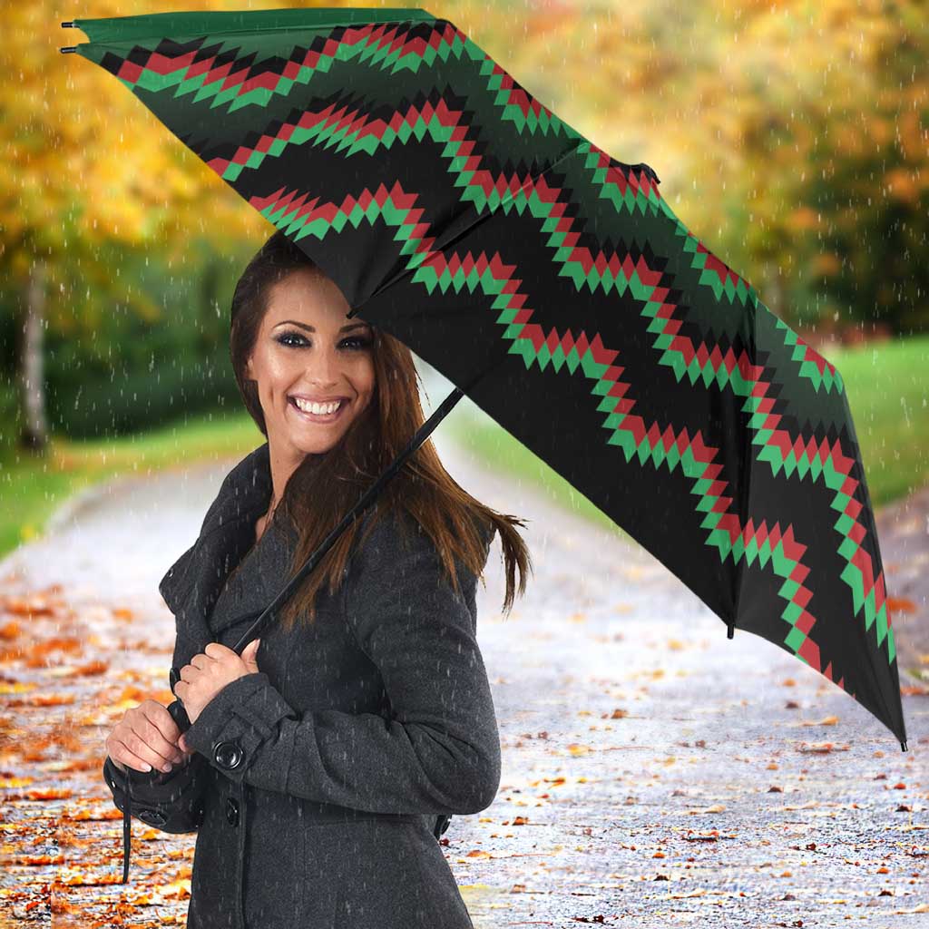 Kenya Cricket Custom Umbrella Green Lion Head with Kenyan Pattern - Wonder Print Shop