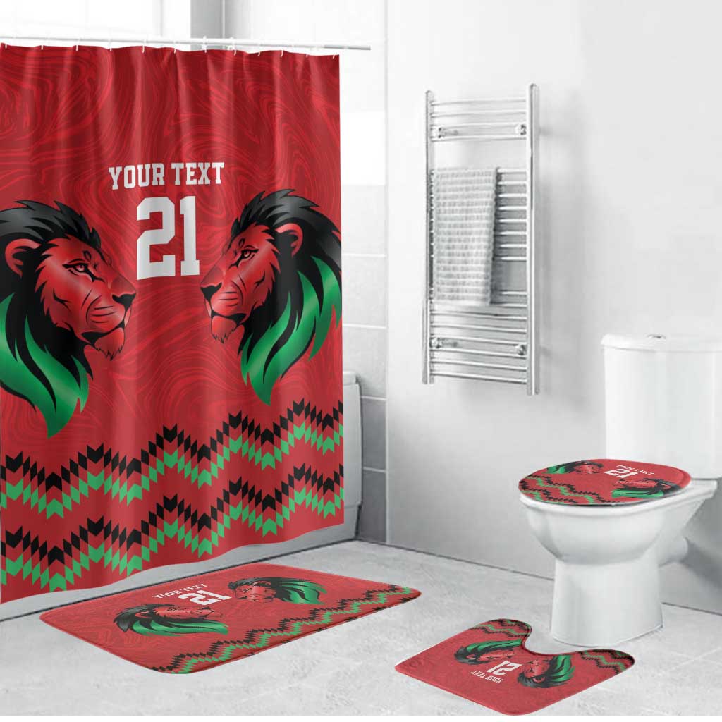 Kenya Cricket Custom Bathroom Set Red Lion Head with Kenyan Pattern - Wonder Print Shop