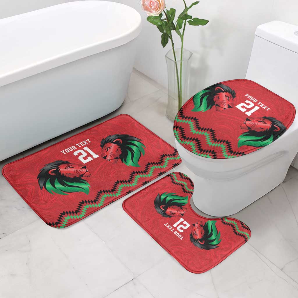 Kenya Cricket Custom Bathroom Set Red Lion Head with Kenyan Pattern - Wonder Print Shop