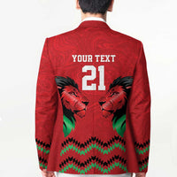 Kenya Cricket Custom Blazer Red Lion Head with Kenyan Pattern - Wonder Print Shop