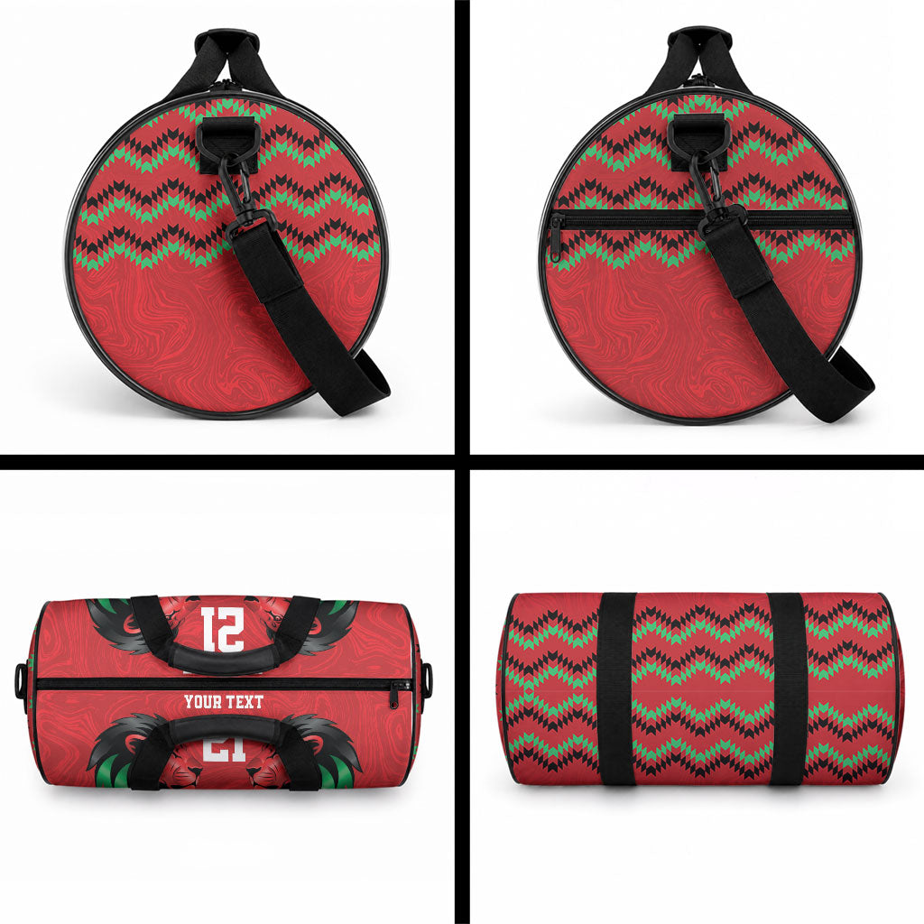 Custom Cricket Africa Kenya Duffle Bag Red Lion Head Kenyan Pattern