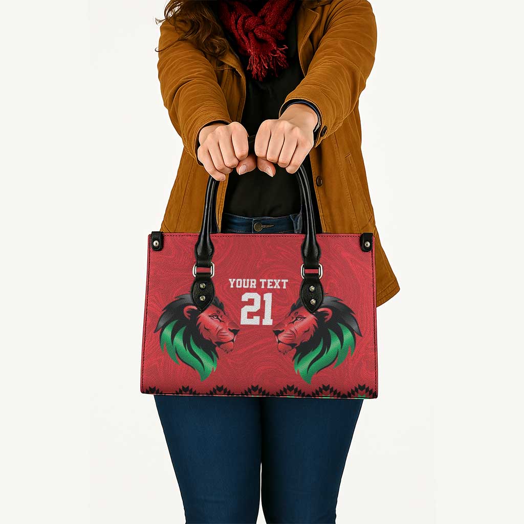 Kenya Cricket Custom Leather Bag Red Lion Head with Kenyan Pattern - Wonder Print Shop