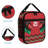 Custom Cricket Africa Kenya Lunch Bag Red Lion Head Kenyan Pattern