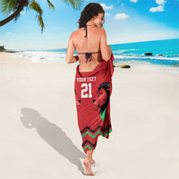 Kenya Cricket Custom Sarong Red Lion Head with Kenyan Pattern - Wonder Print Shop