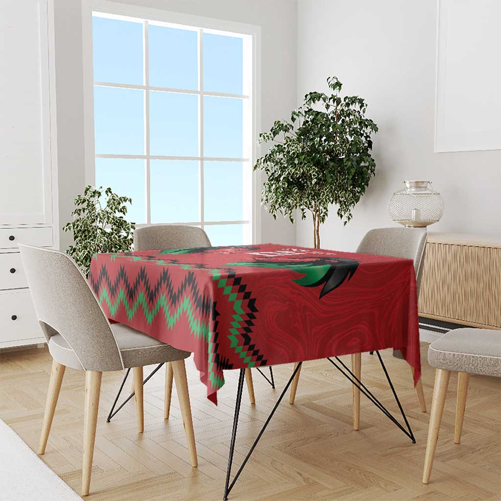 Kenya Cricket Custom Tablecloth Red Lion Head with Kenyan Pattern - Wonder Print Shop
