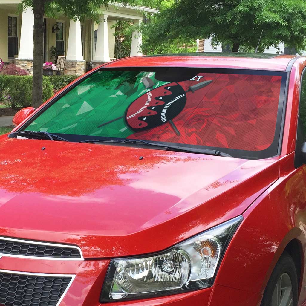 Personalized Kenya Maasai Shield Auto Sun Shade Green Red Kenyan Lion Half Style - Wonder Print Shop