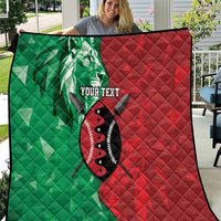 Personalized Kenya Maasai Shield Quilt Green Red Kenyan Lion Half Style - Wonder Print Shop