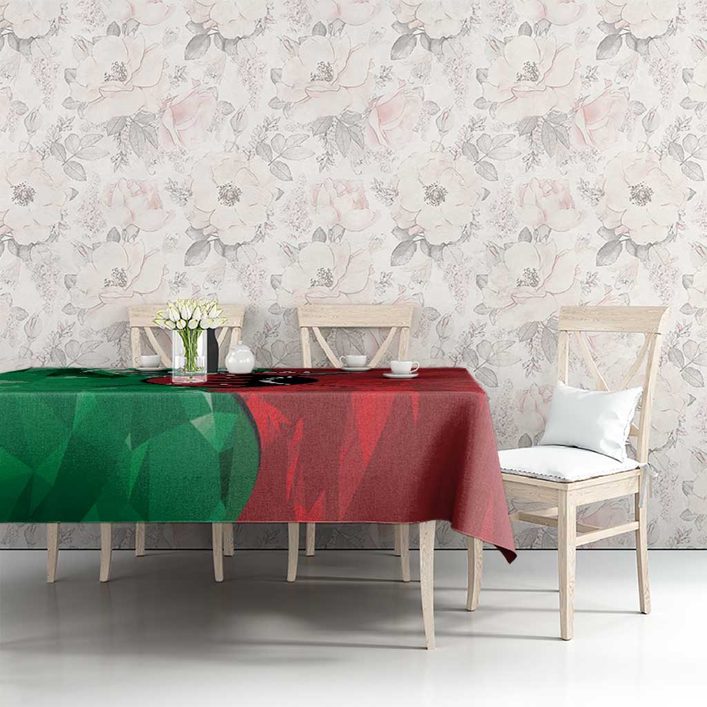 Personalized Kenya Maasai Shield Tablecloth Green Red Kenyan Lion Half Style - Wonder Print Shop