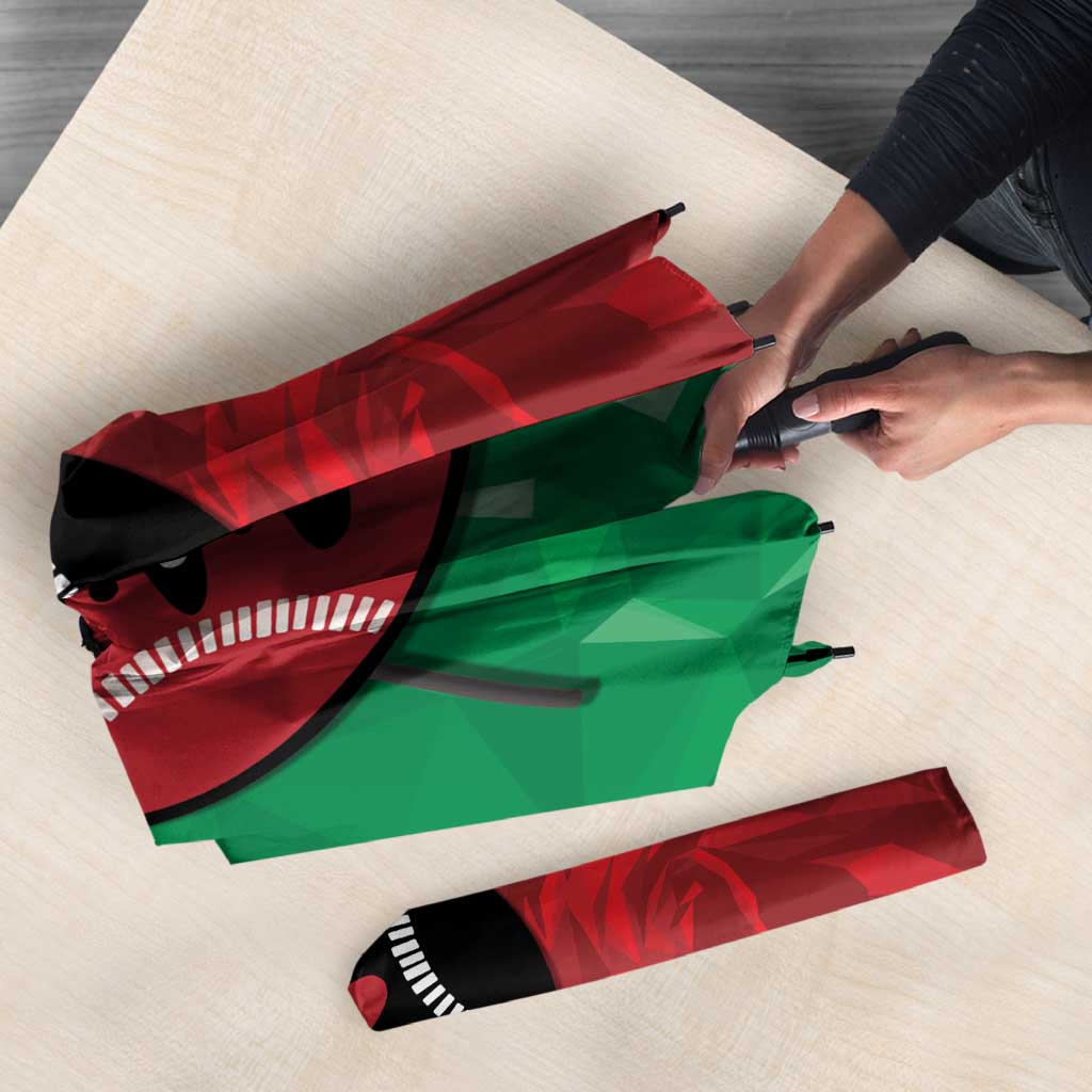 Personalized Kenya Maasai Shield Umbrella Green Red Kenyan Lion Half Style - Wonder Print Shop