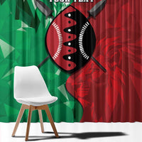 Personalized Kenya Maasai Shield Window Curtain Green Red Kenyan Lion Half Style - Wonder Print Shop